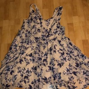 Torrid knee length white and blue floral dress